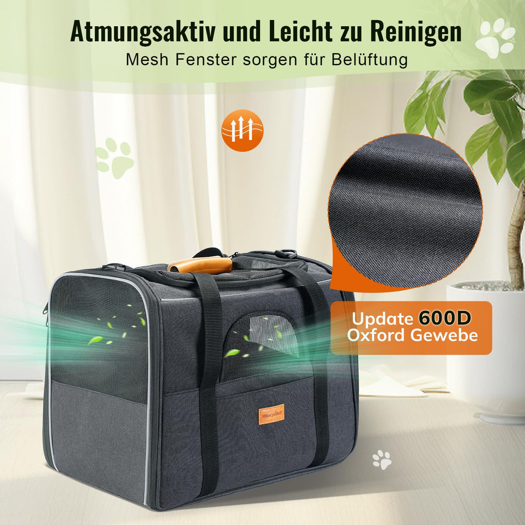 Katzentransportbox Polyester faltbar 43x31x34cm bis 7kg dunkelgrau - Bild 2
