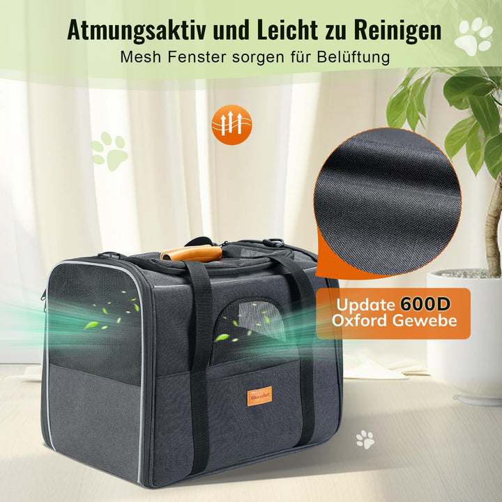 Katzentransportbox Polyester faltbar 43x31x34cm bis 7kg dunkelgrau - Bild 2