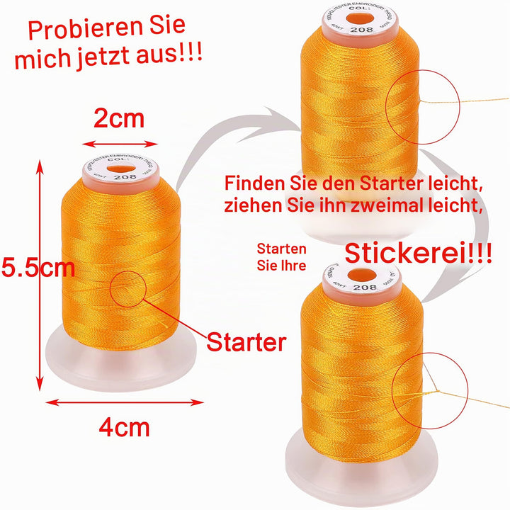 Stickgarn Polyester 63 Farben Set 500m je Spule für Stickmaschinen - Bild 3
