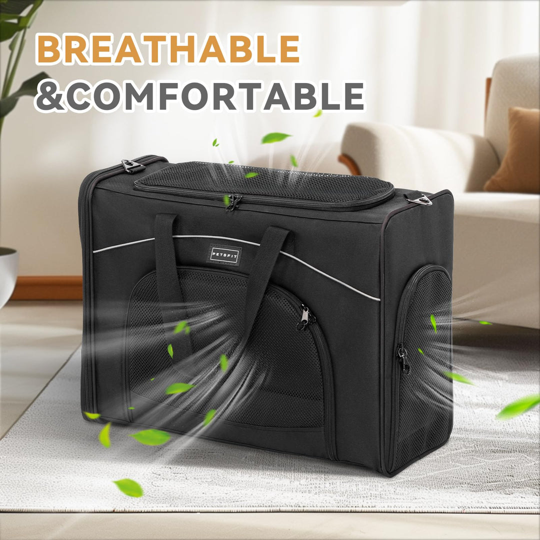Hundetasche Flugzeug 55x40x23 cm bis 13 kg mit Dual-Mode Schwarz - Bild 5