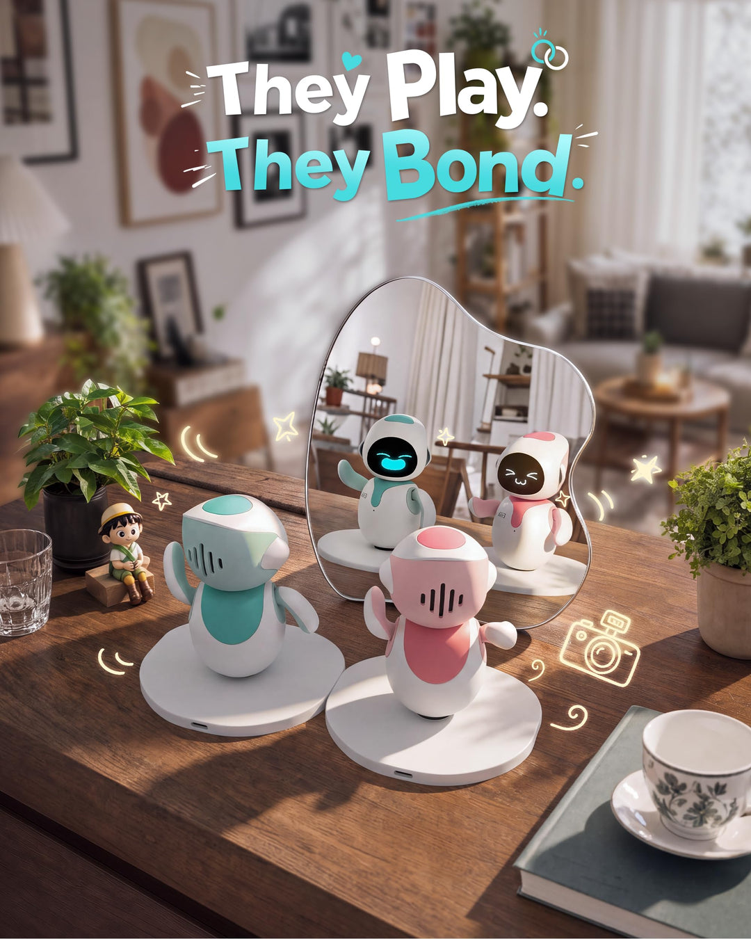 Desktop-Begleitroboter mit Emotionen Multi-Roboter-Interaktion Blau - Bild 6