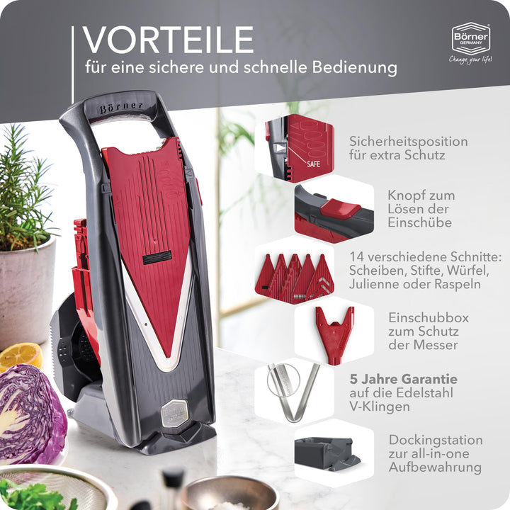 Gemüsehobel Profi-Set mit Marinier-Rolle 5 Einsätze Mandoline - Bild 5