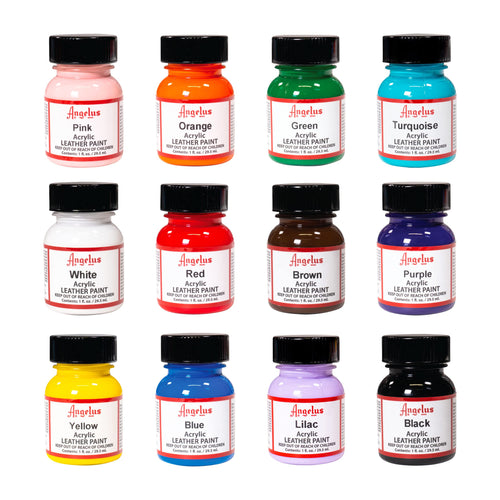 Acryl-Lederfarbe 12er Set für Schuhe, Jacken & Möbel