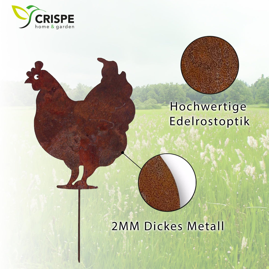 Gartenstecker Huhn Edelrost Metall 40 cm Beetdeko Rostoptik - Bild 3