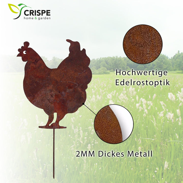 Gartenstecker Huhn Edelrost Metall 40 cm Beetdeko Rostoptik - Bild 3