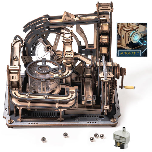 Kugelbahn 3D Holzpuzzle Weltraum Motorbetrieben mit LED 10 Zyklen
