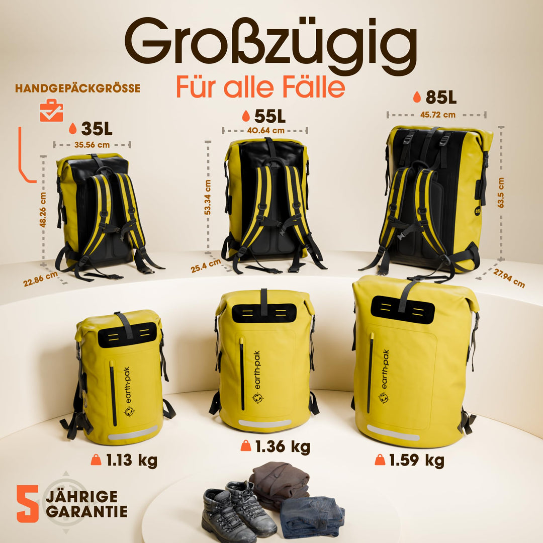 Wasserdichter Rucksack 35L Rolltop PVC mit Handyhülle IPX8 - Bild 2