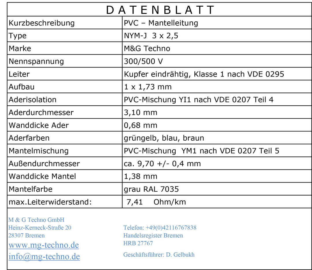 Mantelleitung NYM-J 3x2,5 mm² Feuchtraumkabel Kupfer 20m grau - Bild 4
