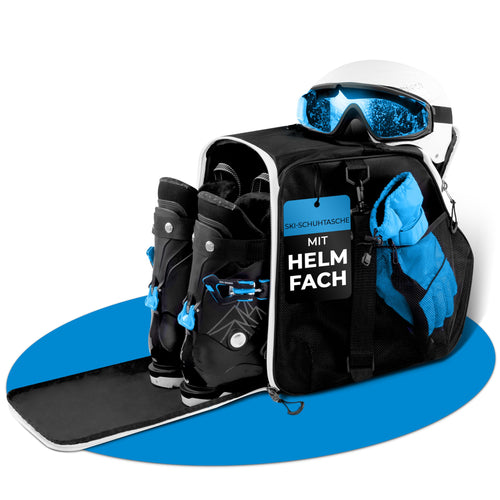 Skischuhtasche mit Helmfach 40 L Schwarz-Weiss für Wintersport