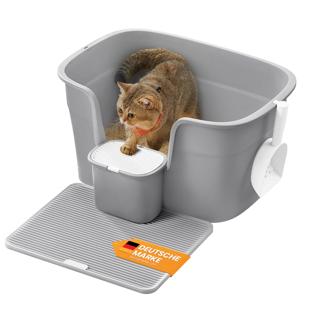 Katzentoilette Grosse Katzen 64x44x33 cm 4-in-1 Set hohe Seitenwände
