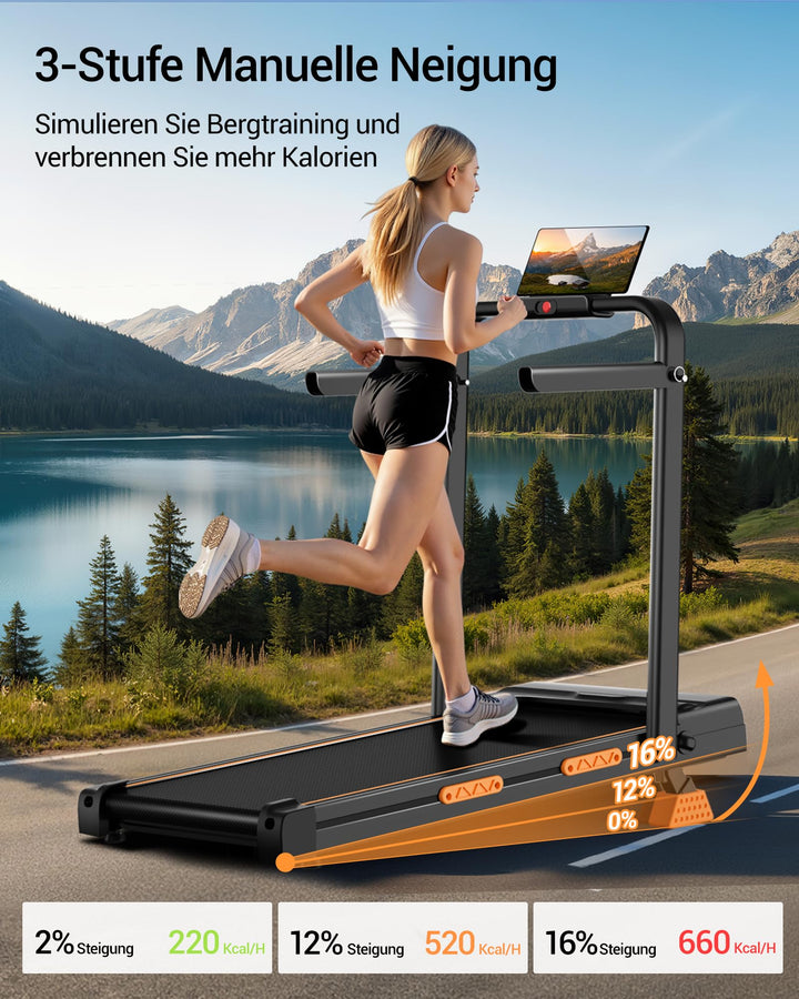 Laufband klappbar mit 16% Steigung bürstenloser 3 PS Motor - Bild 3