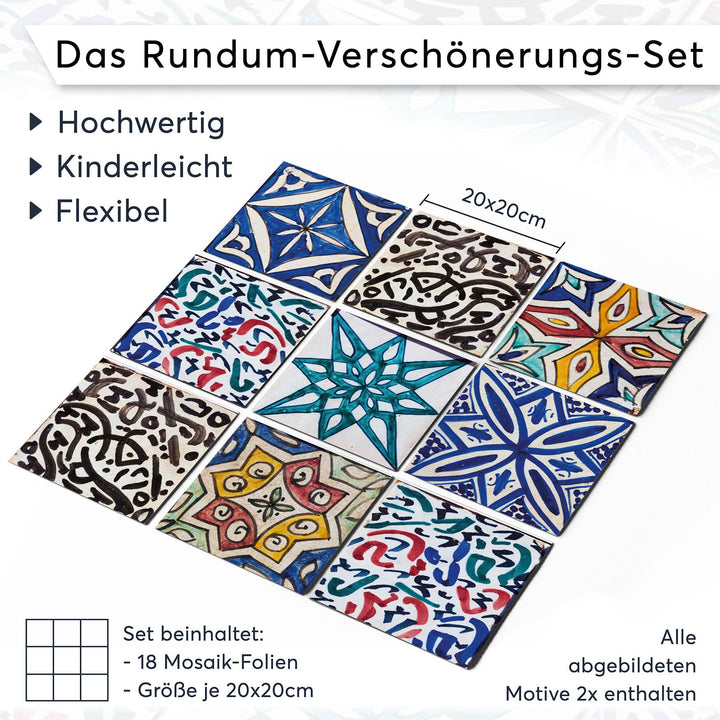 Fliesenfolie Spanisches Mosaik 20x20 cm selbstklebend 18er-Set - Bild 7