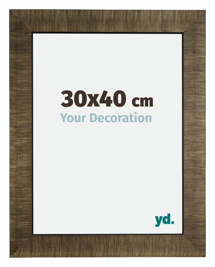 Bilderrahmen 30x40 cm Holz champagner gebürstet entspiegeltes Glas