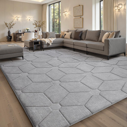 Hochflor Teppich Hellgrau 160x230 cm flauschig mit Antirutsch
