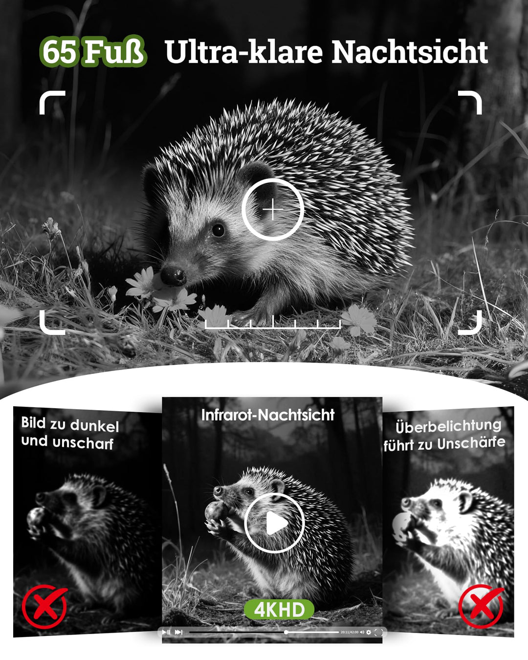 Wildkamera Solar 4K 64MP WLAN App-Steuerung Nachtsicht 6000mAh - Bild 3