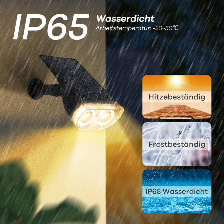 Solar Gartenleuchte 800lm Warmweiss 22 LEDs IP65 4er Set - Bild 6