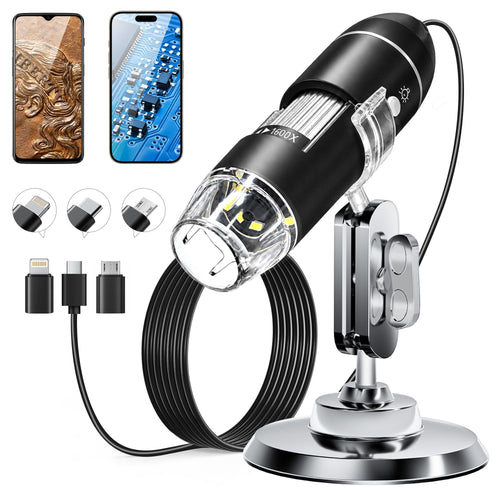 USB Digitalmikroskop 50X-1600X 1440P HD mit 8 LEDs für Smartphone