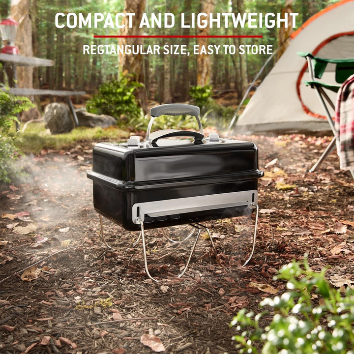 Holzkohlegrill klappbar für Camping 47x24cm Stahl porzellanemailliert - Bild 7