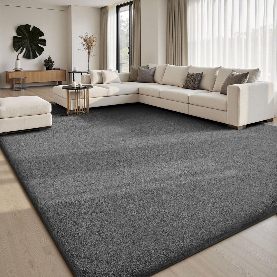 Hochflor-Teppich Dunkelgrau Weich 240x300cm Wohnzimmer Schlafzimmer