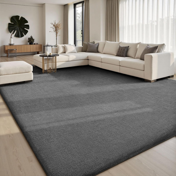 Hochflor-Teppich Dunkelgrau Weich 240x300cm Wohnzimmer Schlafzimmer