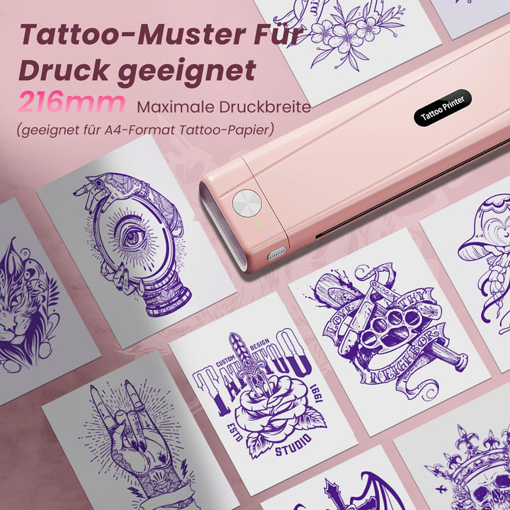 Tattoo Schablonen Drucker Bluetooth Thermaldruck Rosa 1200mAh - Bild 8