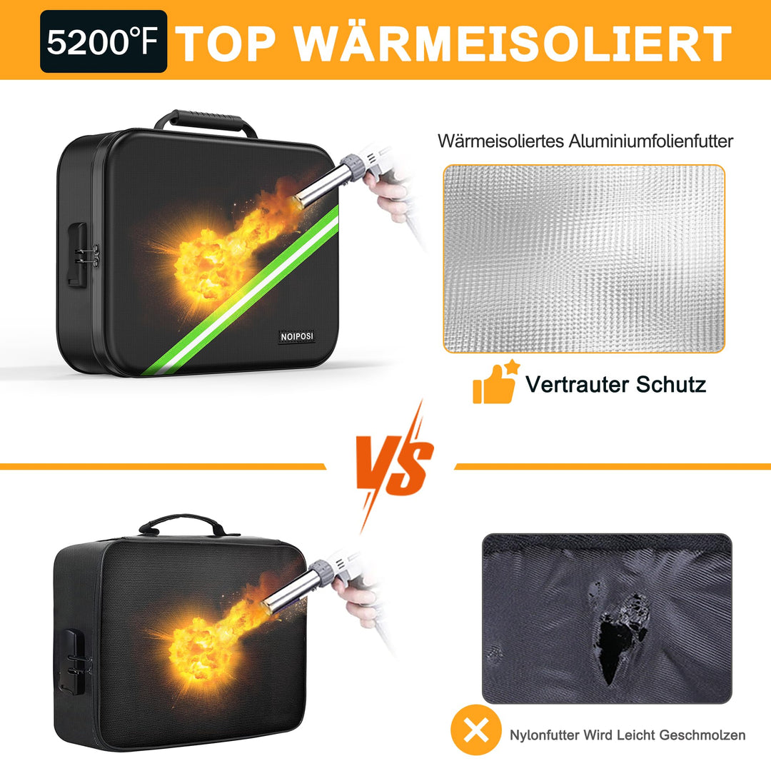 Feuerfeste Dokumententasche mit Zahlenschloss 36x27x10cm schwarz - Bild 2