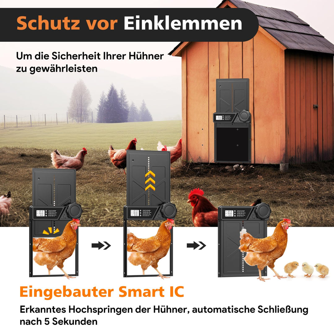 Automatische Hühnerklappe mit Timer 27x24 cm Aluminium batteriebetrieben - Bild 5