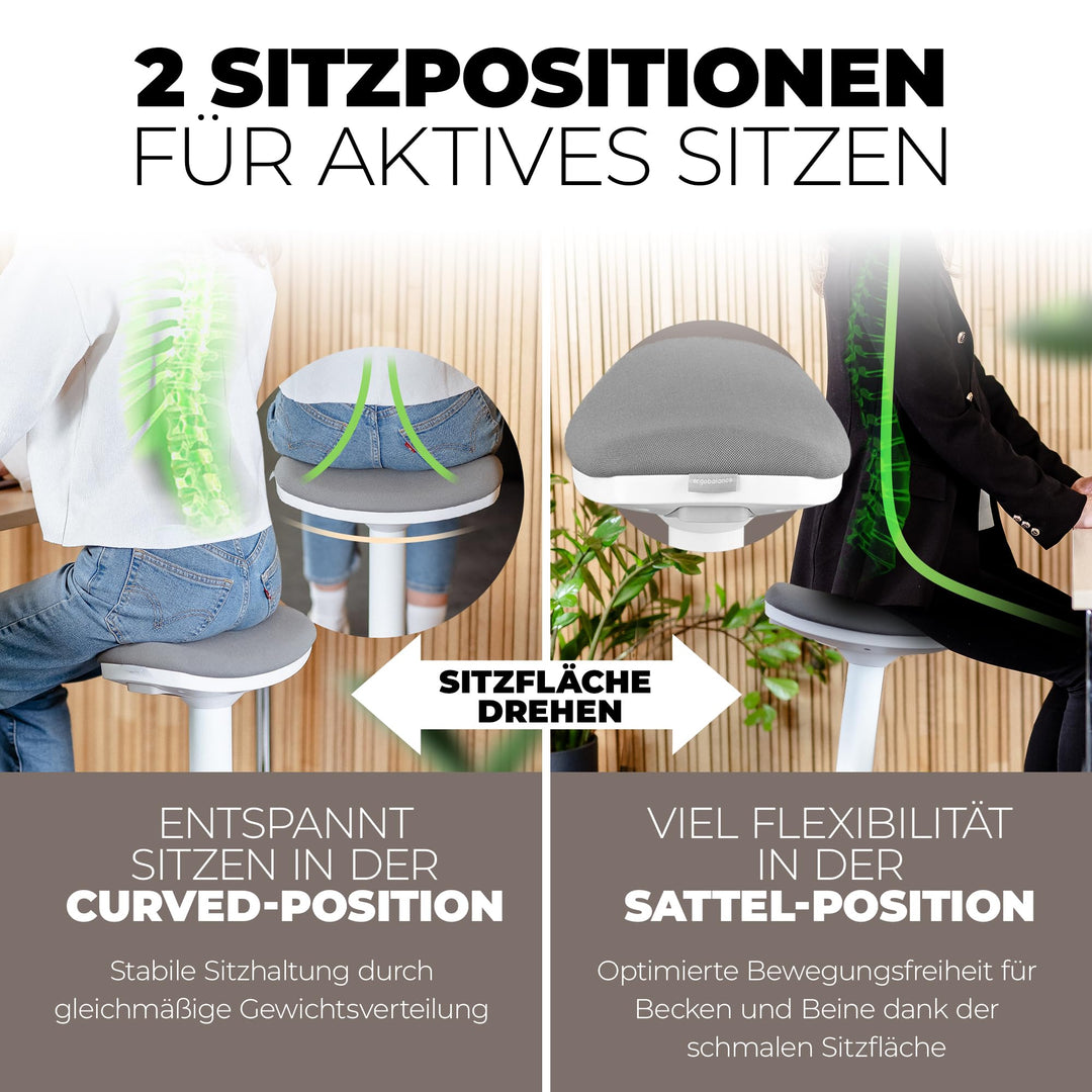 Sattelhocker Büro höhenverstellbar 43–63 cm 2 Sitzpositionen aktives Sitzen - Bild 2