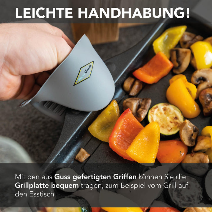 Grillplatte Aluminiumguss gerippt 37,5x22,8cm Induktion Antihaft - Bild 3