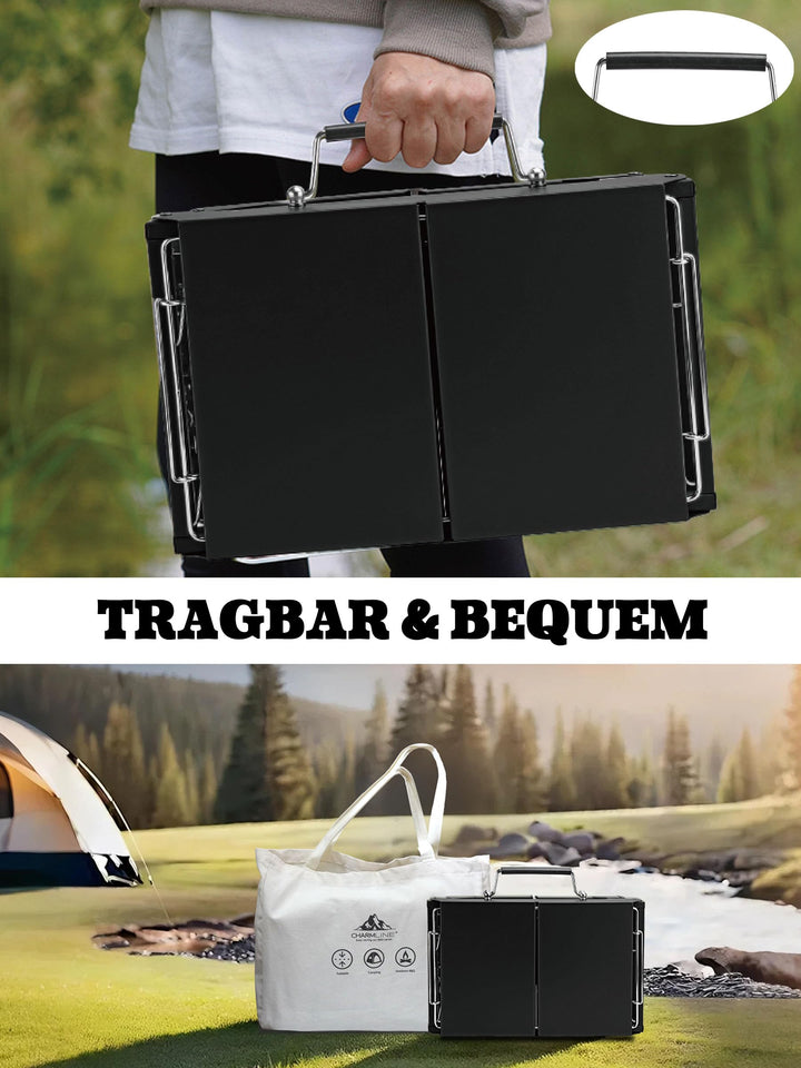 Holzkohlegrill klappbar 35x23 cm für Camping Balkon Picknick - Bild 6