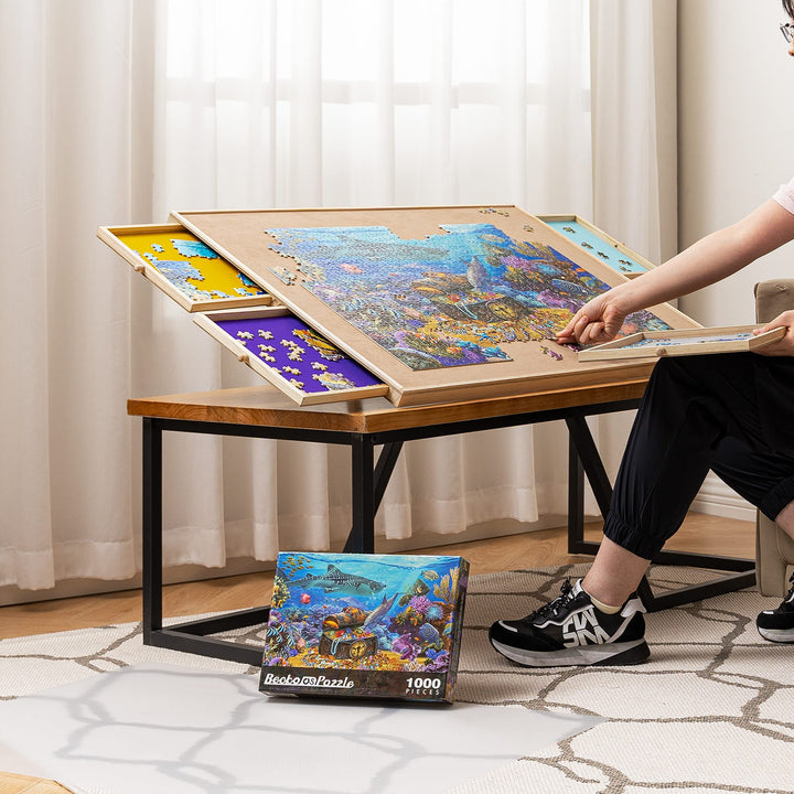 Puzzletisch mit Schubladen &amp; Winkelverstellung bis 1500 Teile - Bild 7
