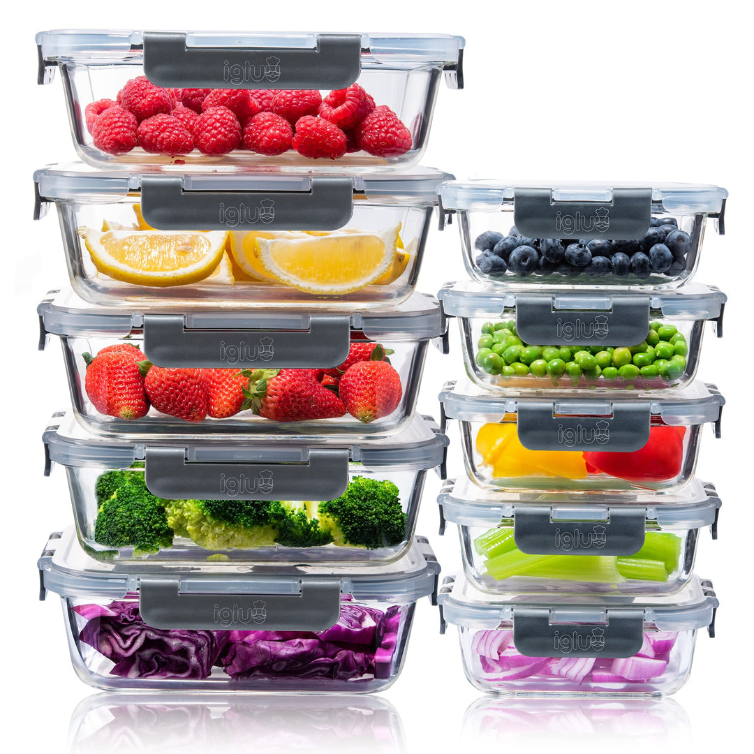Meal Prep Boxen Glas 10er-Set Borosilikat 370 &amp; 1050ml