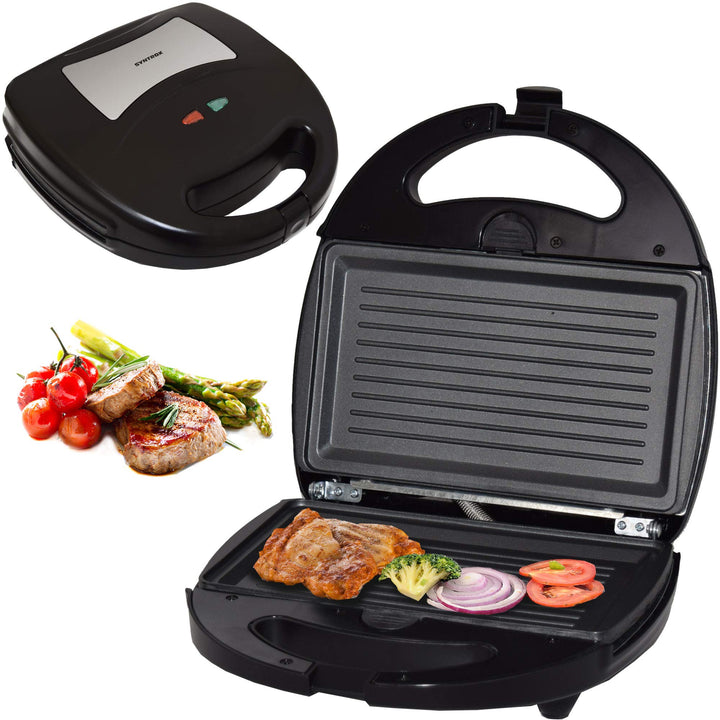 Kontaktgrill 1300W mit herausnehmbaren Backplatten, Schwarz