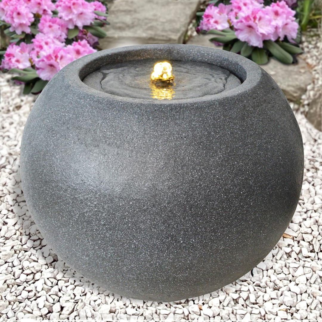 Gartenbrunnen Zierbrunnen Anthrazit mit LED-Beleuchtung Indoor &amp; Outdoor
