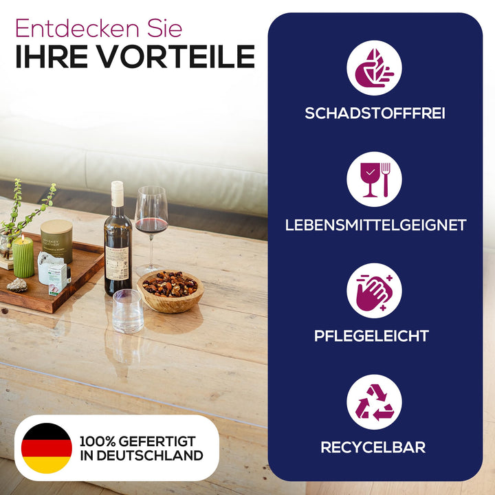 Tischdecke transparent 90x180 cm PVC 2 mm mit V-Kante - Bild 6