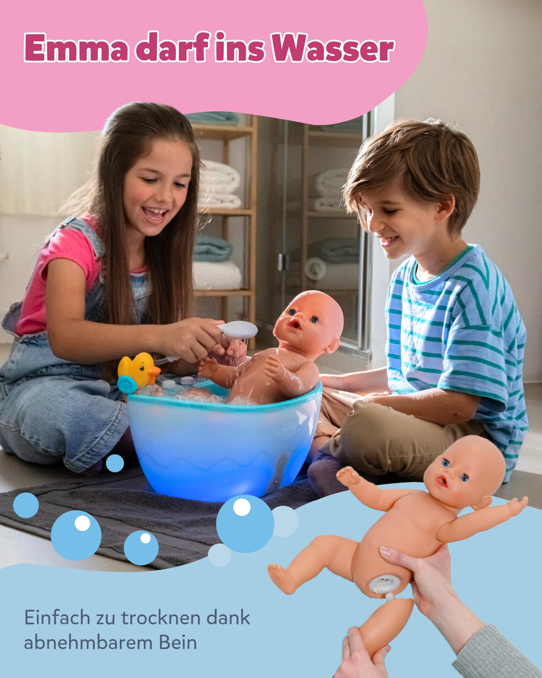 Babypuppe 43 cm mit Wasserzauber-Funktion Dschungel-Look Unisex - Bild 6
