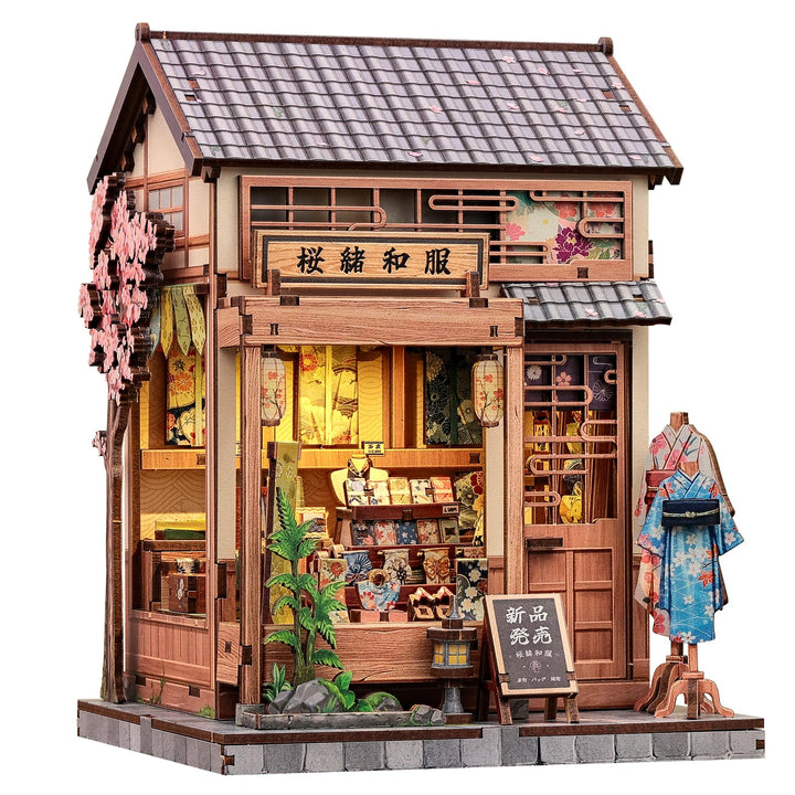 Book Nook Holzbausatz Sakura Kimono-Shop 3D mit LED-Beleuchtung
