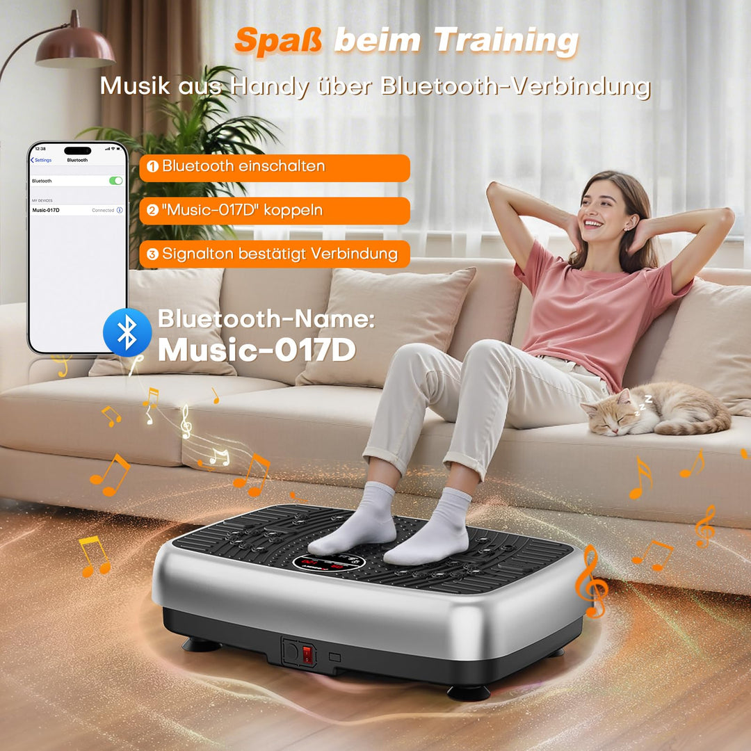 Vibrationsplatte Dual-Motor mit Bluetooth-Lautsprecher 120 Stufen - Bild 4