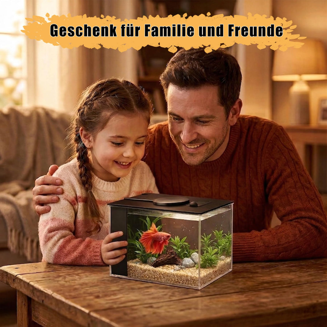 Mini Aquarium 3,7 L Acryl mit Filter und LED-Beleuchtung, Schwarz - Bild 7