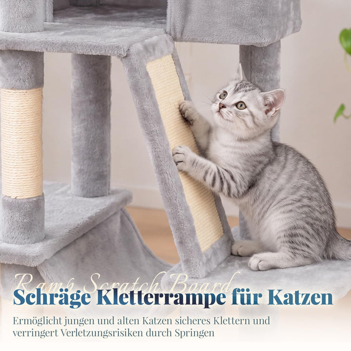 Kratzbaum für mehrere Katzen mit Haus, Hängematte und Sisal - Bild 7