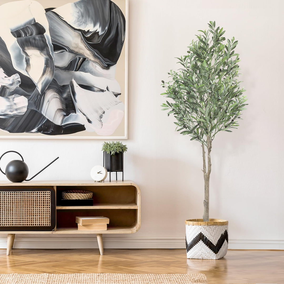 Kunstpflanze Olivenbaum 180 cm mit Früchten und Zementtopf - Bild 5