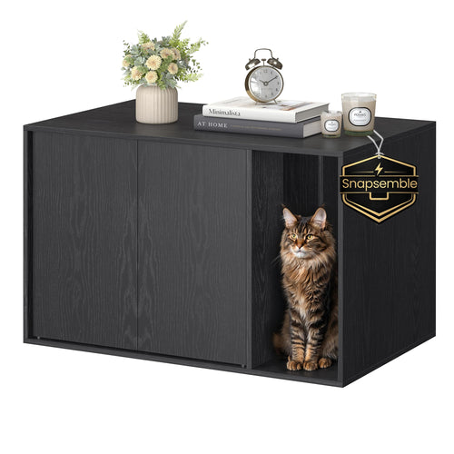 Katzenklo-Schrank Holz werkzeuglos schwarz 56x45x46 cm 60kg