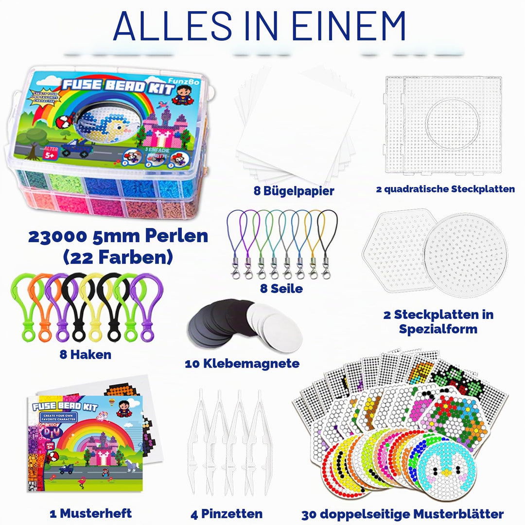 Bügelperlen Set XXL 23000 Perlen 22 Farben 106 Vorlagen 5mm - Bild 2