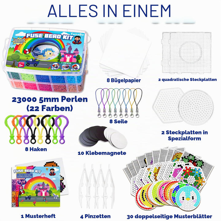 Bügelperlen Set XXL 23000 Perlen 22 Farben 106 Vorlagen 5mm - Bild 2
