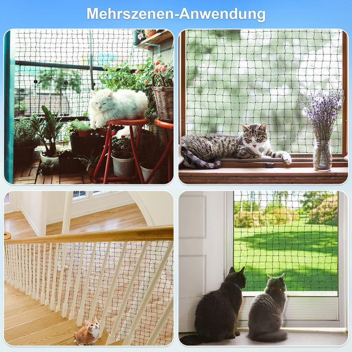 Katzennetz Balkon drahtverstärkt 10x2m UV-beständig Schwarz - Bild 8