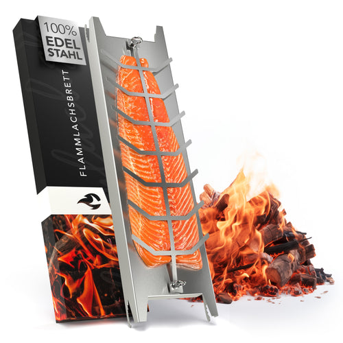 Flammlachsbrett Edelstahl 59,5 cm für Feuerschale & Grill