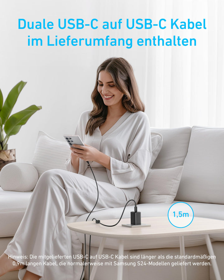 USB-C Ladegerät 45W PPS-Schnellladen mit 2 Kabeln, 2er-Set - Bild 5