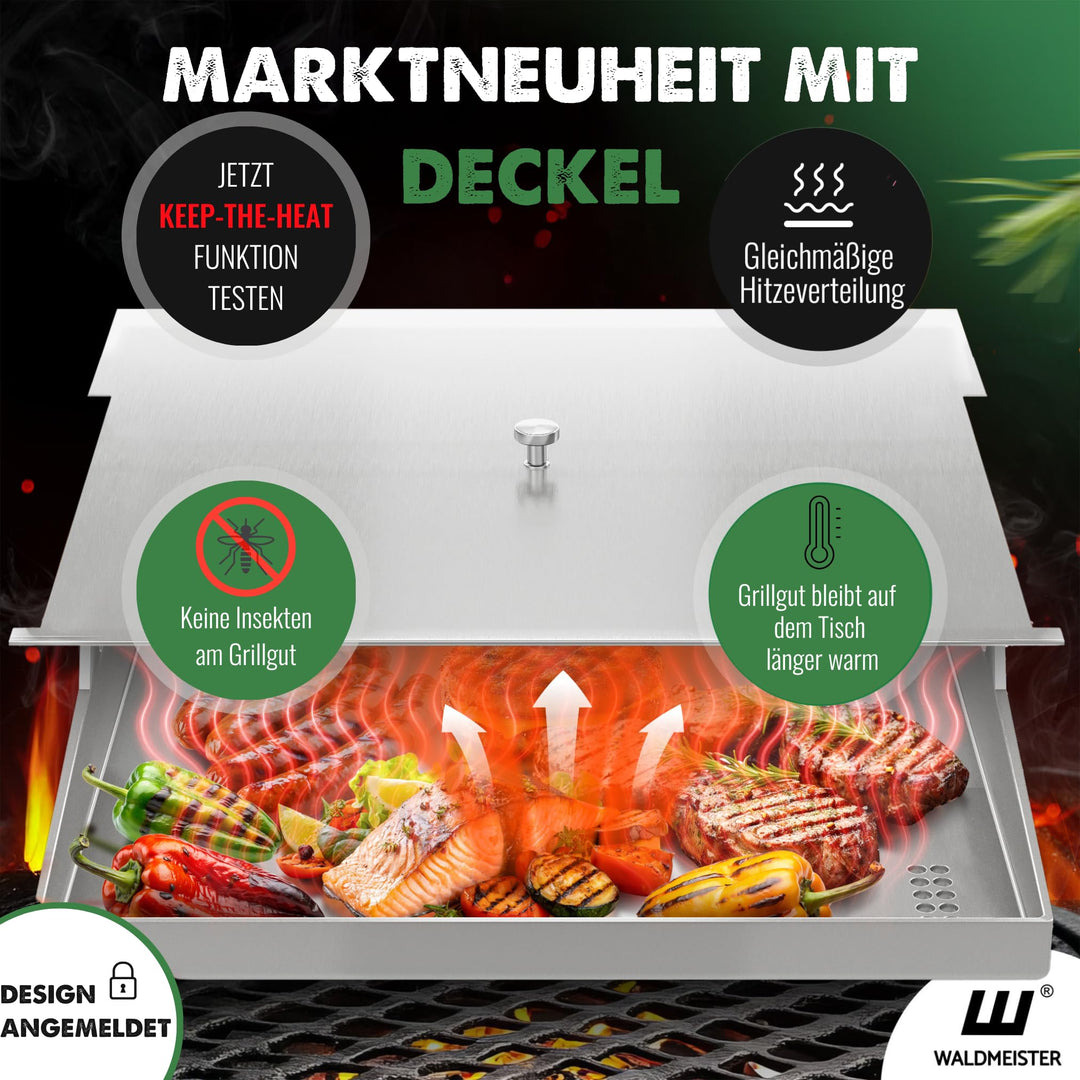 Plancha Grillplatte Edelstahl 40x30 cm mit Deckel und 2 Spachteln - Bild 3