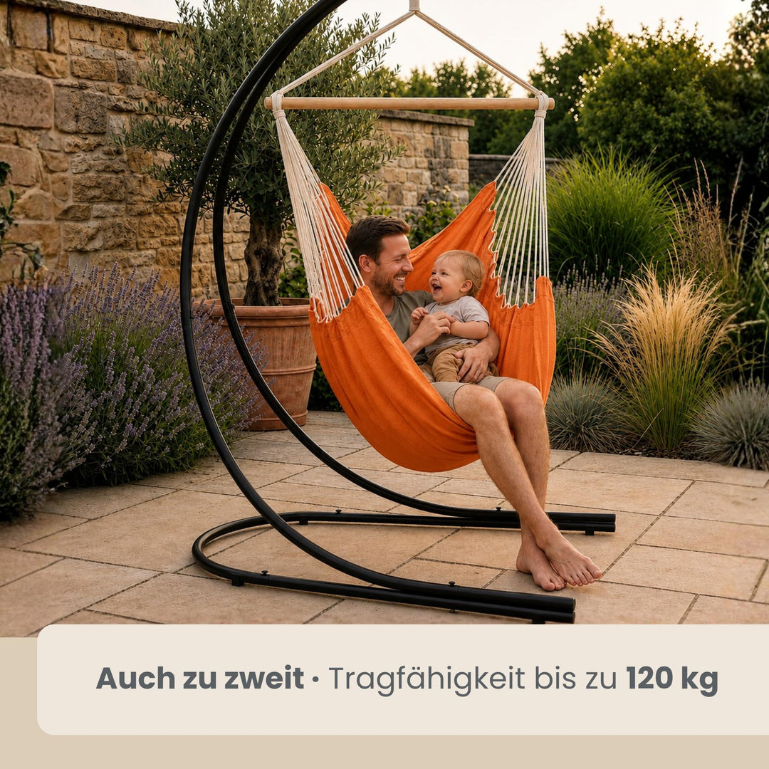 Hängesessel mit Gestell XXL 185x130cm Baumwolle für Garten Balkon - Bild 3