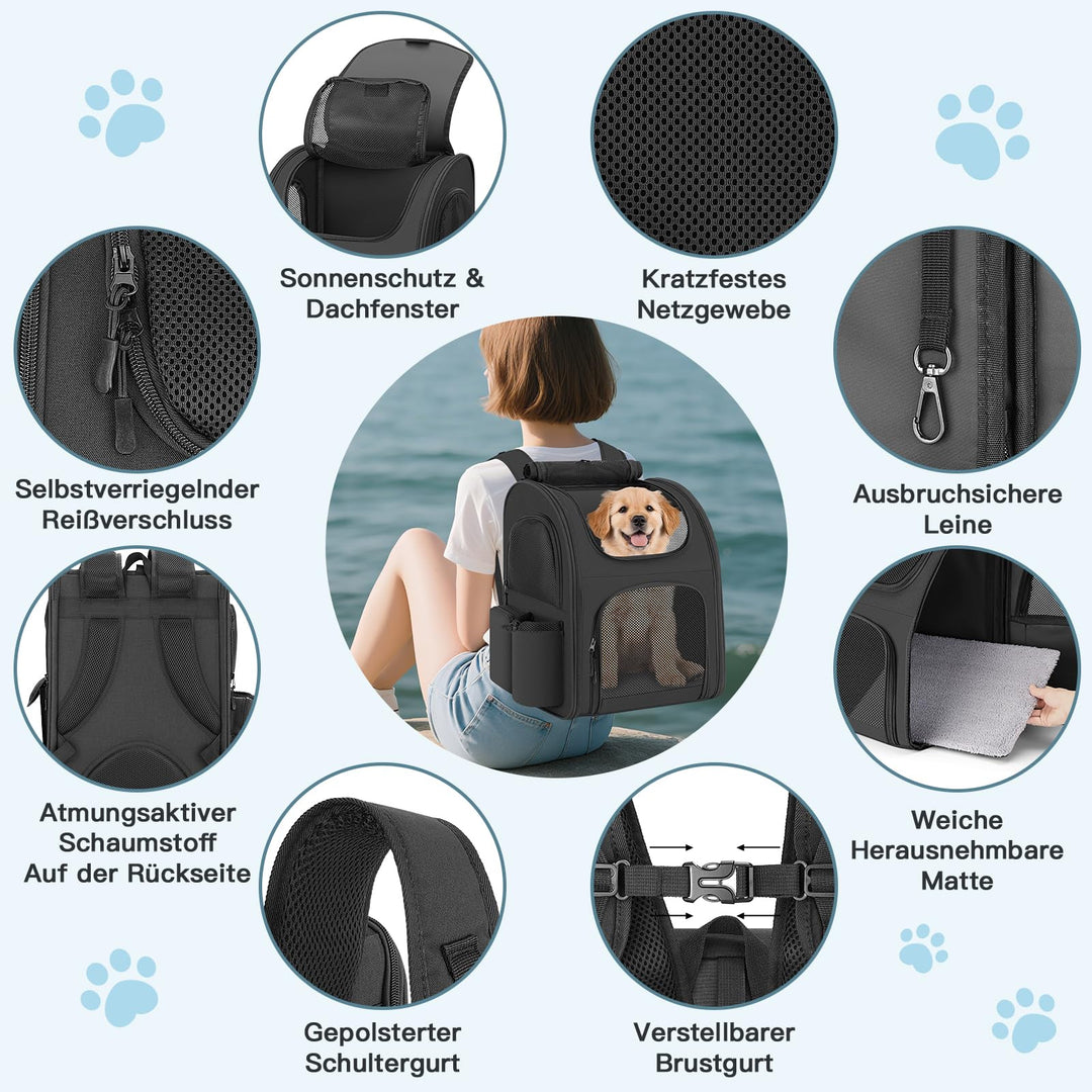 Haustier-Rucksack Oxford bis 10 kg für Hund und Katze - Bild 4